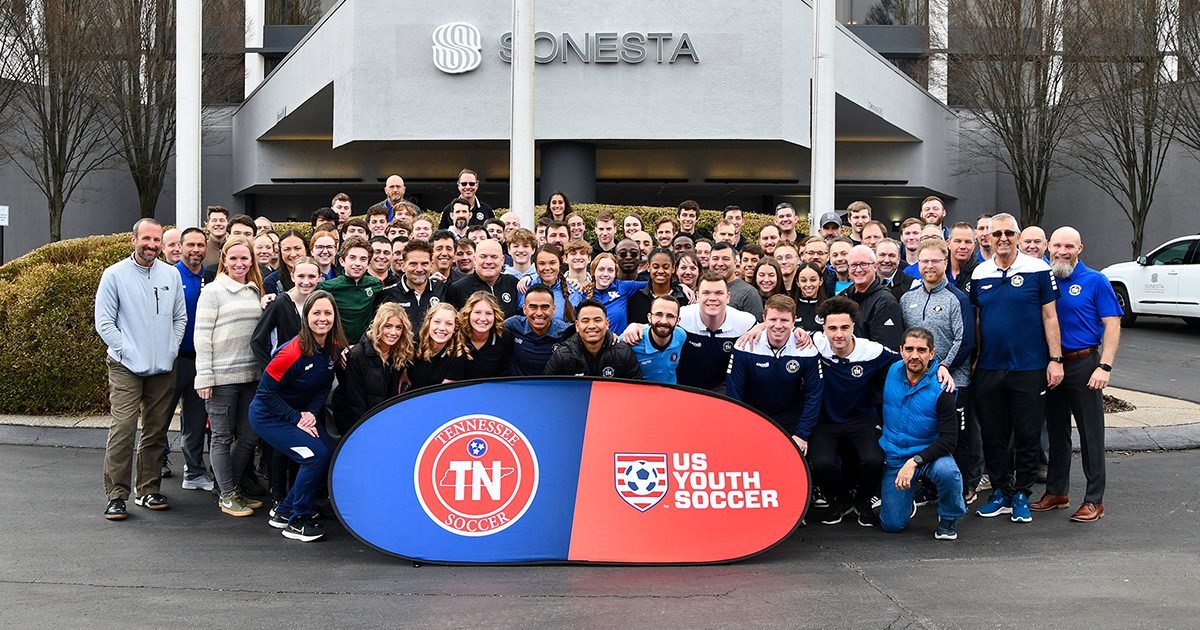 A group photo is taken at the Tennessee State Soccer Association's Annual General Meeting.